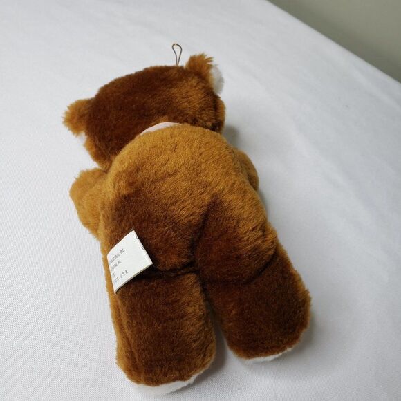 CUTE Vintage Christmas Brown Teddy Bear Plush Tree Ornament Stuffed Animal 6" - Picture 4 of 10